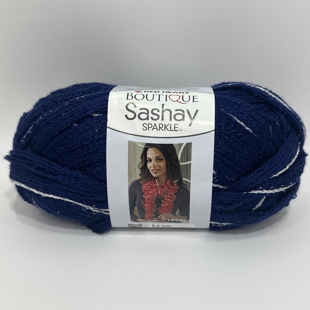 Red Heart Boutique Sashay Sparkle Yarn Blueprint Blue Silver Metallic E782P
